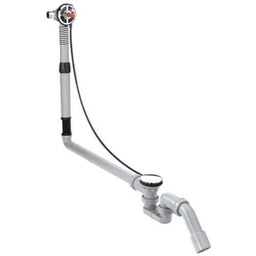 Ablauf- und Überlaufgarnitur von Hansgrohe, bestehend aus mehreren Rohren und einem integrierten Ablaufmechanismus für Wannen.